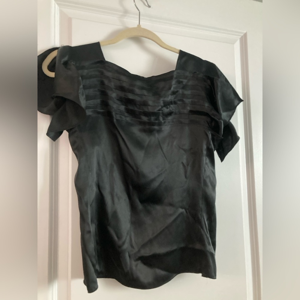 Max Studio Elegant Black Satin Blouse